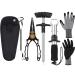 4 Pieces Fishing Tools Set Fishing Pliers Hook Remover Split Ring with Sheath and Lanyard, Fish Lip Gripper, Fish Hook Remover T-Shaped Hook Separator Tool and Cut-Resistant Non-Slip Gloves