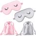 2 Pieces Cute Sleep Eye Masks for Kids Silk Sleep Eye Cover Cute Lightweight Adjustable Eyeshade Mask Satin Night Eyeshade Covers with 2 Pieces Storage Bag(Pink, Gray,Over 12 Years) 4 Piece Set Pink, Gray