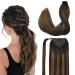Human Hair Ponytail Extension Balayage Dark Brown to Chestnut Brown 14 Inch 75g DOORES Clip in Hair Extensions Real Human Hair Ponytail Hair Piece Straight Invisible Magic Paste Heat Resistant 14 Inch #2/6/2 Dark Brown to …