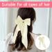 Nuqin Ribbon White Hair Bow White Bow Long Tail French Ribbon White Hair Bow Soft Silky Satin White Bow Hair Clip with Metal Clip for Party Women Girls(Off White) - Buy Online on GoSupps.com