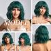 OUFEI Short Green Wavy Wig for Women - Synthetic Heat Resistant Hair for Daily Party & Cosplay - 13 Inches - Buy Online on GoSupps.com