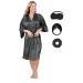 MEIKLE Silky Robes for Women Party Wedding Short Floral Kimono with Blindfold Hair Bands Elastic Hair Scrunches Cs-black L/XL