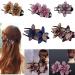 5 PCS Double Flower Rhinestone Hair Clip Elegant hair Accessories Long Hair Adult Hair Jewelry For Women Crystal Thick Hairpin (Large) (Count) Flower color