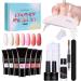 Sghtil Complete nail kit poly gel nail kit | Poly nail kit with UV light extension gel kit - 7 colors toenail art nude thickening solution for feet and
