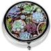 Buy Colorful Succulent Printed Mini Round Pill Box - 3 Compartment Travel Organizer | Portable Pill Case for Home & Office - Buy Online on GoSupps.com