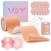Boob Tape, Replace Your Bra-Instant Breast Tape, Suitable for A-G, Bob Tape for Breast Lift w 1 Breast Lift Tape, 5 Pairs Satin Breast Petals, 1 Pair Silicone Nipple Stickers, 36 PCS Double Sided Tape 3" Beige