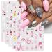 Christmas Nail Stickers 9 Sheets Self-Adhesive Nail Decal Pink Nail Art Decoration Design Supplies