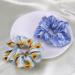 Daisy Flower Blue Hair Scrunchies 2PCS - Women's Silk Hair Accessories & Ponytail Holder Bracelet - Buy Online on GoSupps.com