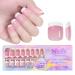 Aublinto Nails French Press on Nails Long False Nails Ballerina Acrylic Manicure Decoration Coffin Acrylic Gel Nails DIY Nail Art for Women Girls
