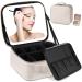 AZ GOGO Travel Makeup Bag with Light up Mirror Makeup Train Case with Lighted Mirror 3 Color Brightness Waterproof Portable Cosmetic Bag Organizer (Creamy White)