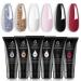 Beetles Poly Extension Gel Nail Kit 6 Colors Classic White Pink Black Red Nail Builder Nail Gel Silver Yellow Glitter Poly Nail Enhancement French Manicure Kit Trial Nail Art Design Easy DIY 0.5 Fl Oz (Pack of 6) Classic