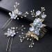 Buy XLKJ 4 Pieces Blue Flower Hair Comb Set | Bridal Jewelry Crystal Hairpins for Women and Girls - Buy Online on GoSupps.com