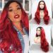 Red Ombr Mermaid Wig with Black Roots - Long Corrugated Heat-Resistant Hair for Cosplay & Parties - High-Density Drag Queen Art Hair for Women - Buy Online on GoSupps.com