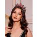 SWEETV 2-Pack Crystal Wedding Tiara Crown & Earrings Set - Red Princess Hair Accessories - Buy Online on GoSupps.com