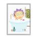 Stupell Industries Children's Tiger Bubble Bath Cute Safari Animal Bathroom Grey Framed Wall Art  24 x 30  White 24x30 White