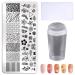 3-piece nail design stamping plate set with silicone stamp and scraper made of stainless steel nail art image templates set J23