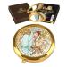 CARMANI - Gold plated bronze pocket compact travel mirror decorated with Mucha 'Winter' painting