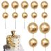 Ball Shaped Cake Insert Toppers DIY Cake Insert Toppers Ball Cake Picks Pearl Ball Cake Toppers for Birthday Party Baby Shower Wedding Anniversary Cake Decoration (Gold)