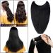 Elailite Extensions Real hair with wire 1 Tresse hair part Invisible Faden Haa extension Remy smooth wire human hair 16 "/40cm 60g #01 black