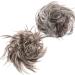 Tousled Updo Messy Bun Hair Extension - Synthetic Wavy Hairpiece for Women in Grey Blonde Highlight - Buy Online on GoSupps.com