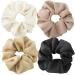 OWill 4Pcs Hair Scrunchies for Women Premium Satin Scrunchie Ponytail Holder Solid Color Elastic Bands for Girls Hair Ties Accessories for Frizz Prevention Natural