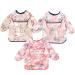 Discoball Baby Bibs with Sleeves Waterproof Feeding Bibs - 3 Pcs Unisex Baby Dribble Bibs Painting Apron Bibs Adjustable Closure with Large Pocket for Infant Toddler 6 Months to 3 Years Old White+Pink