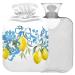 NAANLE antique watercolor-lemon heat bottle with cover transparent hot water bottle 2 l large hot water bottle for bed hand feet warmer pain relief heat and cold therapy
