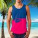 Men's Hawaiian Print Tank Top - XX-Large Blue | Sleeveless Summer Vacation Shirt - Buy Online on GoSupps.com