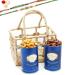 Ghasitaram Gifts Rakhi Gifts for Brothers Jute Check Basket of Chocolate Almonds and Crunchy Cashews with 2 Green Beads Rakhis