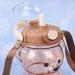 Kawaii Bear Straw Bottle with Large Capacity and Adjustable Strap - Grey - Buy Online on GoSupps.com