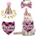 Fychuo Dog Birthday Party Dog Birthday Hat Pink Bandana Cat Birthday Girl Pet Birthday Present Sparkly Bow Tie Glitter Birthday Decorations for Small Medium Large Dogs A Pink - Buy Online on GoSupps.com