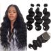 Beauhair Brazilian Body Wave Virgin Hair Bundles with Lace Closure(14 16 18 with14 Closure) Human Hair Unprocessed Body Wave Hair with Closure 4X4 Lace Free Part Natural Black Hair 14/16/18+14 Inch Body Wave Bundles With...