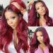 Seelaak Burgundy 13X4 HD Transparent Lace Front Wigs Body Wave 100% Human Hair Ombre Red T-99j Lace Frontal Wigs Human Hair for Black Women Body Wavy Burgundy Closure Wigs 200% Density Natural Hairline with Baby Hair (20 i…