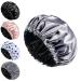 DAZUINIAO Shower Cap for Women Reusable Waterproof Luxury Silk Lined Shower Cap Washable & Adjustable Extra Large Satin Lined Shower Cap for Long Hair Gray