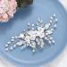 Unicra Flower Bride Wedding Hair Comb - Silver Leaf Bridal Headpiece with Pearl and Crystal Accents for Women and Girls - Buy Online on GoSupps.com