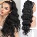 Aikaa curls cord strip pony hair part hair extension wavy curly ponytail extension synthetic hair part ponytail extension for women (60cm 1b# black) 60cm 1b# black