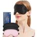 Fmlave Silk Sleep Eye Mask - Blocks Out Light and Promotes Deep Sleep 3 Pack 100% Real Natural Pure Silk Eye Mask Gifts for Women & Men 2 Black + Pink