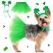 2pcs St. Patrick's Day Dog Outfit, Green Puppy Tutu Skirt & Shamrock Headband, Adorable Holiday Dog Costume Garment Set for St. Patrick's Day Decorations, Party Favors