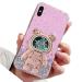 Rnrieyta Miagon B r Astronaut Stand Shell Glitzer for iPhone Xs Max Cute Girls D nn Crystal protective cover Treisand bling transparent case bumper with astronaut holder kickstand pink iPhone xs max pink
