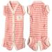 TONY HOBY Female/Male Pet Dog Pajamas Stripes 4 Legged Dog pjs Jumpsuit Soft Cotton Dog Clothes (L, Pink+White-Girls) L (Chest 18, Back 14) Pink+White-Girls
