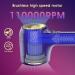 Professional Ionic Hair Dryer - 110 000 RPM Brushless Motor Low Noise Anti-Frizz | Fast Drying with 2 Magnetic Nozzles - Perfect for Home & Salon - Purple - Buy Online on GoSupps.com