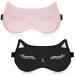 Cat Silk Sleep Mask 2 Pieces Cute Sleep Mask for Kids Sleeping Masks Satin Sleep Eye Mask Night Eyeshade Cover with Adjustable Strap Silk Eye Mask Blindfold for Women Girls Boys Party Games Sleeping