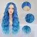 Medo Blue 28 Inch Long Wavy Ombre Water Wave Wig for Women - Heat Resistant Synthetic Hair - Colorful Party Daily Wig - Buy Online on GoSupps.com
