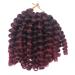 Coolbers 6 Packs 8 inches Jumpy Magic Locking hair synthetic crochet braids hair extensions ombre red jamaican bounce curl crochet hair (6 packs 1b / castle) 6 packs #1b / castle