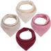 WD&CD 4 Pieces Triangle Baby Dribble Bibs with 2 Adjustable Button Soft & Absorbent for Boys Girls