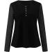 Women's Fitted Long Sleeve Henley Shirt | Slim Fit Ribbed Knit Top - X-Large Black - Buy Online on GoSupps.com