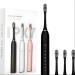 Electric Toothbrush with 4 Brushes Head Rechargeable Intelligent Time Reminder 6 Modes 2 Hour Fast Charging Lasts 30-40 Days 42000 VPM Pressure Sensor (Black)