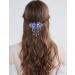 2 Pcs Butterfly Flower Tassel Hair Barrettes | Large Rhinestone Hair Clip Set | Vintage Crystal Sparkly Hair Clasps | Blue Purple Hair Accessories for Women - Buy Online on GoSupps.com