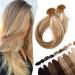 SEGO Extensions Real Hair Bondings Hair Extension Keratin U-Tip Human Hair 200 Strands Honey Blonde/Light Blonde #18p613 22"(56cm)-100g