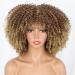 Nnzes Afro Short Curly Wig - Brown to Blonde Kinky Curly Fluffy Wig for Black Women 12inch - Synthetic Hair Full Wigs for Daily Wear - Buy Online on GoSupps.com